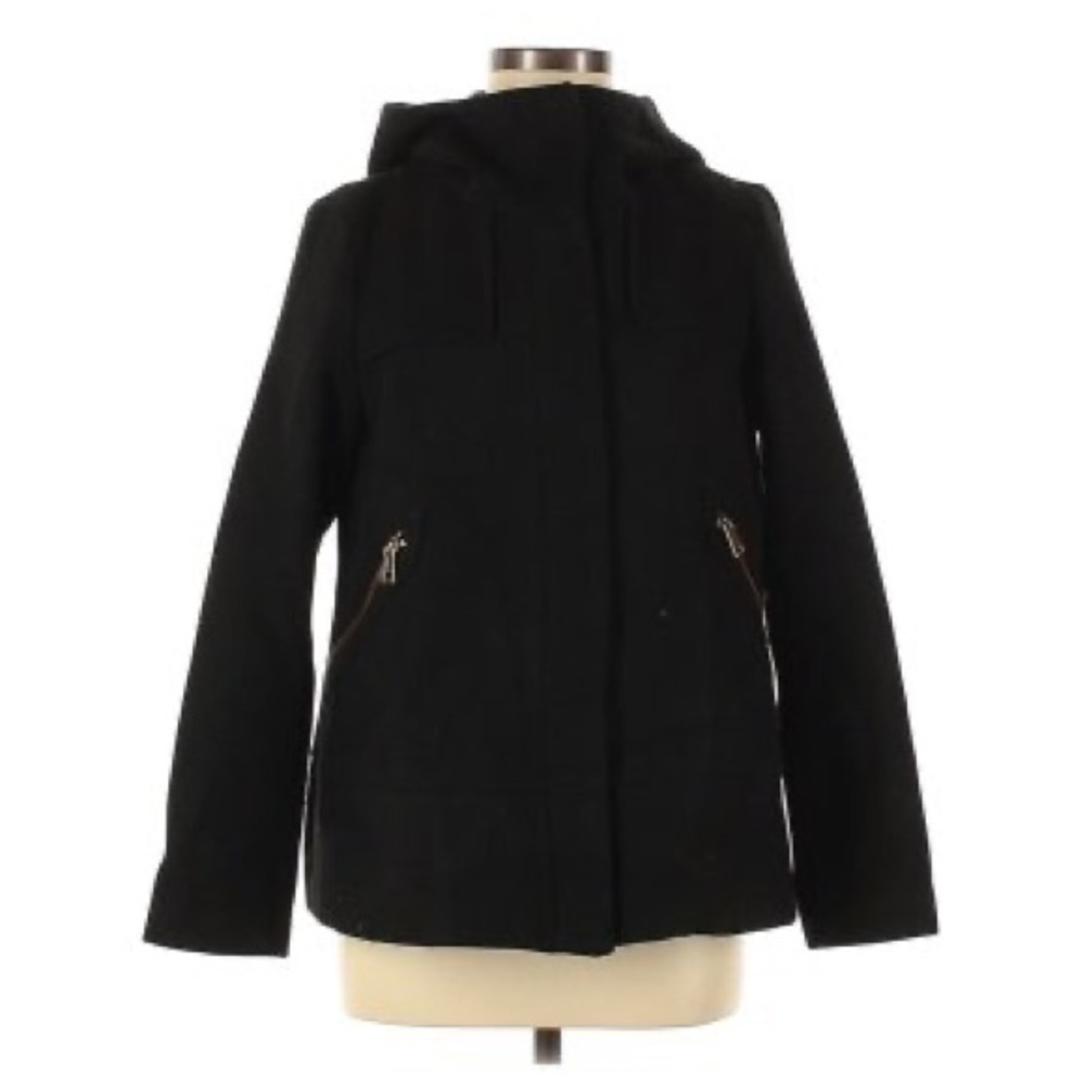 Black Coat with Large Zipper Pockets